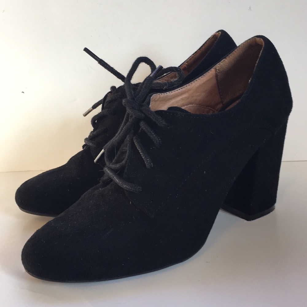 A.n.a. Black Fabric Shoes Heel Loafers Lace Up 6.5
